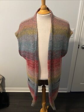 Moth Multicolor Open-Front Knit Sleeveless Cardigan Sweater